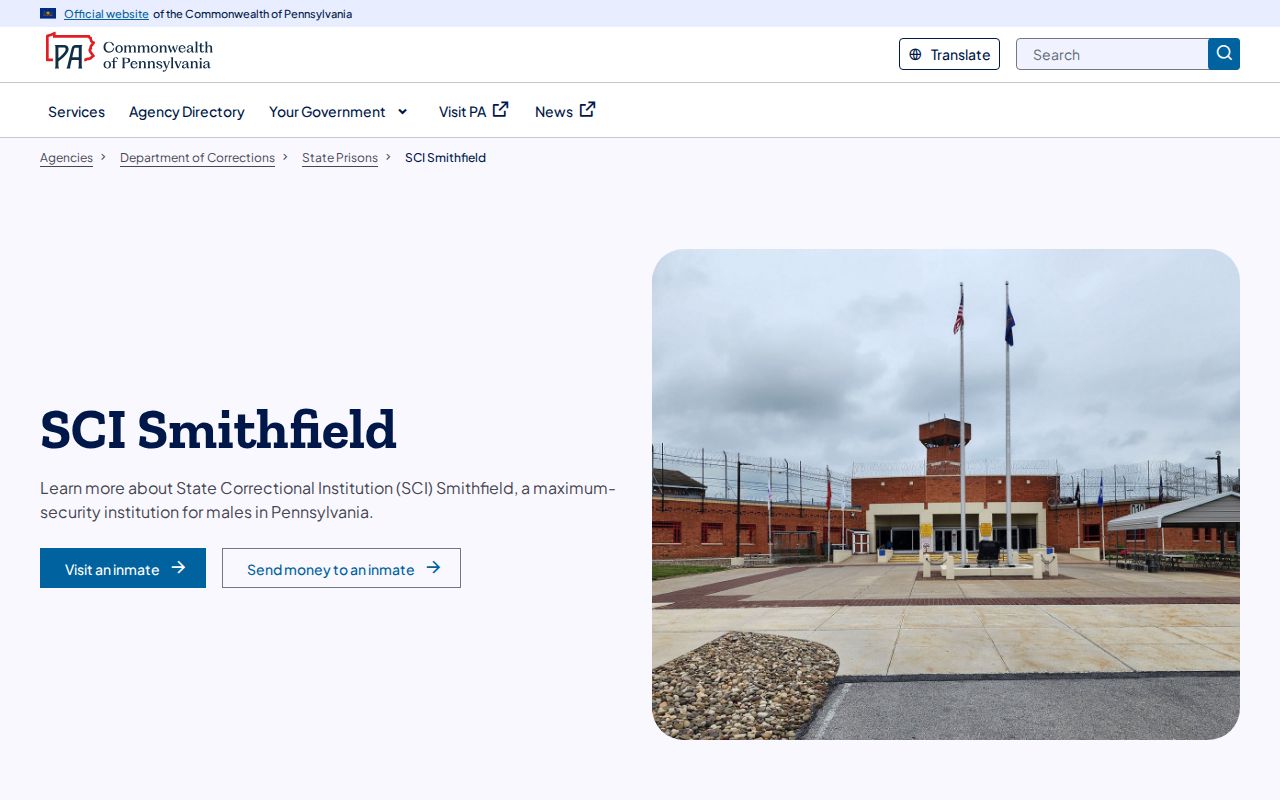 Official SCI Smithfield page for state prison discharge and release context